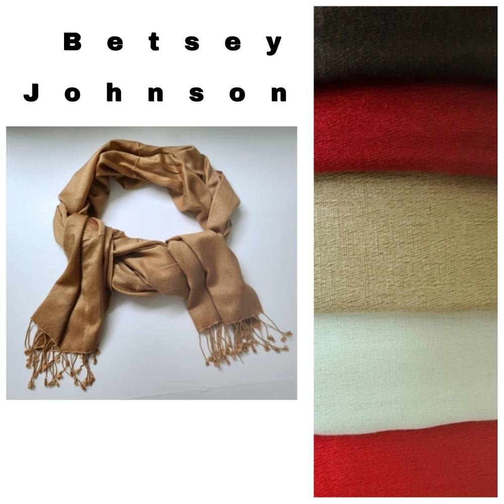 🔴SOLD🔴Cashmere Silk NEW Pashima Scarf Betsey Johnson Oversized Wrap Tassels